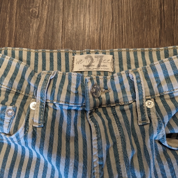 Free People sz. 27 blue/white striped straight leg jeans - Picture 7 of 9